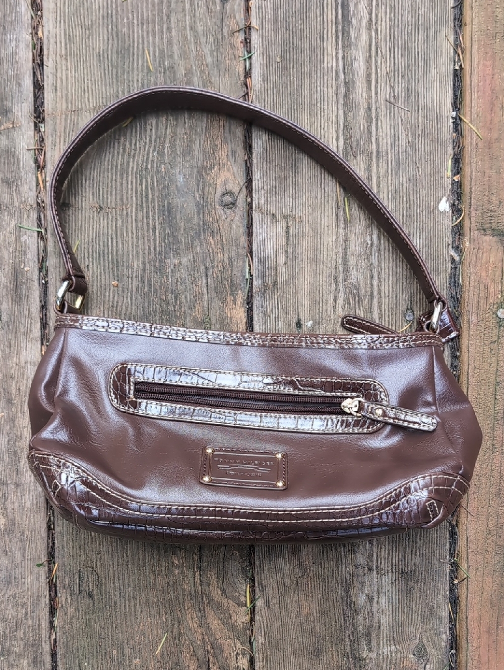 Tommy Hilfiger Brown Pleather Shoulder Bag